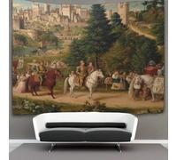 kaiyun Époque de la Renaissance : chevaliers, chérubins et châteaux Tenture Murale Tapisserie, Décoration Murale,art Mural Au Plafond 100cmx150cm