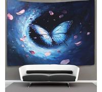 kaiyun Espace virtuel Tapisserie,Papillon bleu Rose Petals À Suspendre Au Mur,Décoration Murale Pour Chambre Dortoir Fête 150cmx200cm