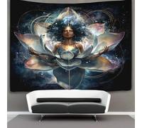 kaiyun Esprit cosmique féminin sacré Tenture Murale Tapisserie,Lotus Astral Décoration Murale,art Mural Au Plafond 180cmx230cm