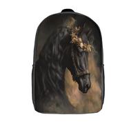 kaiyun Étalon arabe Sac À Dos Golden Fleurs Cartable Scolaire Boucle De Réglage Sac A Dos Filles Garçons Pour Enfants Mignon Sac Scolaire 17inch