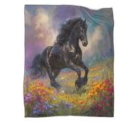kaiyun Étalon Noir,Prairie Fleurie Couverture De Canapé,Édredon Mignonne avec Motif Personnalisée 40x50inch(100x130cm)
