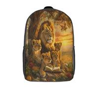kaiyun Famille de lions Sacs À Dos Adolescents,Design Respirant Cartable Fruits et Bible,Sac À Dos Enfant Pour Ecole,Garçon,Fille,Primaire 17inch