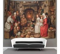 kaiyun Famille médiévale assise autour du feu Tapisserie Murale Tentures Murales Pour Salon Tenture Murale Décorative Pour Chambre 70cmx100cm