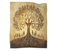 kaiyun Family Arbre Jeté À Motifs pour Camping en Plein Air,Chaud Cercles ou Figures aux Couleurs Chaudes Beiges et Marron Jeté Léger pour Canapé-lit 60x80inch(150x200cm)