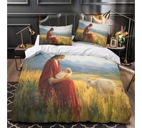 kaiyun Fée et bébé, chèvre broutant, mythologie Grecque Parure De Lit,3D Imprimé,en Microfibre 3 Pièces Housse De Couette +Taies D'Oreillers pour Enfants Filles Garçon Super King（260x220cm）