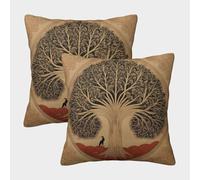 kaiyun Fées des Arbres sacrés dans des illuminations Anciennes Manuscrits Housse De Coussin, Taie d'oreiller,Confortable Et Durable Maison Salon Chambre Décoration De La Imprimée,45x45cm Paquet De 2