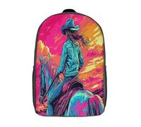kaiyun Femme chevauchant un étalon- Style bande dessinéeSacs À Dos Pour Enfants École, Grande Capacité Adolescents Sac À Garçons Filles Voyage 17inch