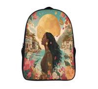 kaiyun Femme se tenant élégamment dans un village tropical haïtien Sac À Dos Cartable BackpacK Scolaire Enfants Portable Léger Et Design Respirant Unisexe 16 inch College Pack