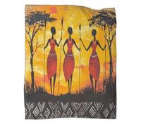 kaiyun Femme tribale Tenant Un bâton en Bois Couverture Impression 3D Traditional Art Africain Couvre-lit Conçu Doux Et Chaud en Microfibre Literie Canapé Literie 70x80inch(180x200cm)