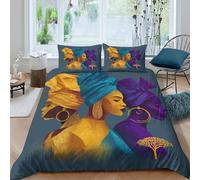 kaiyun Femmes africaines 3 Pcs Couverture De Couette Doux Literie Set en Microfibre 3D Imprimé Esprit et Force avec Taies d'oreiller pour Filles Garçon King（220x240cm）