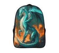 kaiyun Feu et glace Sac À Dos Cartable Teal Dragon mystique BackpacK Scolaire Enfants Portable Léger Et Design Respirant Unisexe 16 inch College Pack