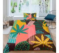 kaiyun Feuilles abstraites, Motif Tribal Parure De Lit avec Taie d'oreiller 3D en Microfibre Housse De Couette Parure De Lit Motif,pour Adultes Enfants Filles Garçon Single（135x200cm）