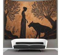 kaiyun Figure grecque Peinture Tapisserie Chambre Esthétique - Murale Indépendante Décoration De Salle Couvre-lit L'histoire du lion et du loup Tenture Murale, Art Mural 130cmx150cm