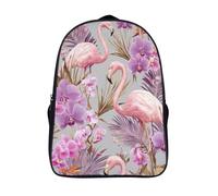 kaiyun Flamant Rose Sac À Dos Filles Cartable Enfants Garçons 16 inch Grande Capacité Adolescents Feuilles de palmier et orchidées Sac De Voyage Scolaire Poids Léger