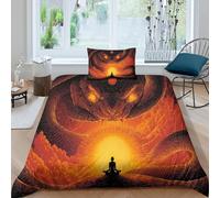 kaiyun Flamme et Serpent Housse De Couette Ado Adulte avec Taie d'oreiller,3 Pièces Parure De Lit en Microfibre 3D Désert Cosmique en feu Imprimé Motif Single(135x200cm)