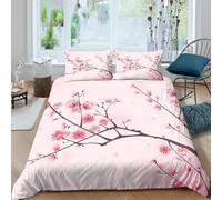 kaiyun Fleurs de Cerisier Parure De Lit,3D Imprimé Fleurs Rose pâle,en Microfibre 3 Pièces Housse De Couette +Taies D'Oreillers pour Enfants Filles Garçon King（220x240cm）