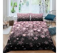 kaiyun Fleurs de cerisiers Parure De Lit 3D Fleurs Rose pâle Microfibre avec Housse De Couette Et Taies d'oreiller en - pour Adultes Et Enfants Super King（260x220cm）