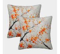 kaiyun Fleurs d'orchidées Taie d'oreiller Style de Peinture à l'encre Asiatique Imprimé Maison Salon Chambre Housses De Coussin 45x45cm Paquet De 2