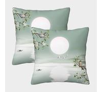 kaiyun Fleurs printanières Housse De Coussin Style de Peinture à l'encre Chinoise Taie d'oreiller Adaptée pour Canapé Salon Chambre Décoration De La Maison,45x45cm Paquet De 2