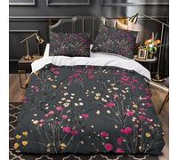 kaiyun Fleurs Simples et audacieuses Housse De Couette Ado Adulte avec Taie d'oreiller, 3 Pièces Parure De Lit en Microfibre avec Fermeture Éclair, 3D Imprimé Motif Super King(260x220cm)