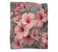 kaiyun Fleurs Tropicales Rose poudré Impression 3D Couvre-lit Conçu Doux Et Chaud en Flanelle Couverture Pelucheuse 70x80inch(180x200cm)