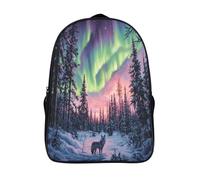 kaiyun Forêt de pins dense Sacs À Dos Adolescents,Design Respirant Cartable Aurores boréales Lone Loup,Sac À Dos Enfant Pour Ecole,Garçon,Fille,Primaire 16 inch