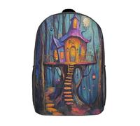 kaiyun Forêt magique Sac A Dos Ecole Primaire,Sac À Dos Pour Enfants - Cabane dans les arbres Sac De Livre D'école Adolescents Con Boucle De Réglage 17inch