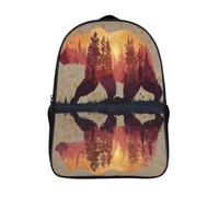 kaiyun Forêt, ours, reflet dans l'eau Sac À Dos Enfants - Garçons Filles Cartable Scolaire Adolescents Bon Pour L'école Et Les Voyages 39x29x16cm