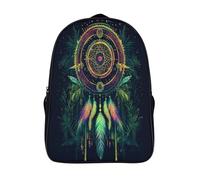 kaiyun Forêt tropicale, géométrie sacrée, Mandala de plumes Sacs À Dos,3D Imprimé Dream Discussionching Network Étudiant Cartable Garçons Filles Livre Sac Pour Maternelle Ou Primaire 16 inch