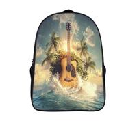 kaiyun Forme de Guitaree espagnole Sac À Dos D'écolier,imprimé En 3D,Tropical Landscape Island Palm Arbres Sunlight Cartables Scolaires Enfants,Grande Capacité,pour Voyage,léger 16 inch