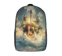 kaiyun Forme de Guitaree espagnole Sac À Dos Enfant,Léger Mignon Cartable Garçons Filles Étudiant Utilisation Quotidienne Paysage tropical Island Palm Arbres Sunlight Sac 17inch