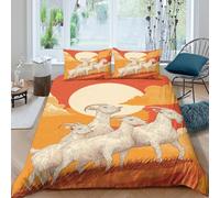 kaiyun Four Blanc Chèvres Standing on The Top of The Mountain in The Sun Set Housse De Couette Literie Housse en Microfibre De Couette avec Taies d'oreiller, Impression 3D King(220x240cm)