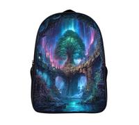 kaiyun Giant Glowing Tree And The Arctiques boréales in The Moonlit Sky Sac À Dos Enfant Garçon Et Fille Cartable, De Sac Dos De Grande Capacité Les Bon Pour L'école Et Les Voyages 39x29x16cm