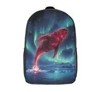 kaiyun Glowing Red Baleine Sac À Dos,Sac Scolaire Enfant Ado Camping,Voyage Cartable Scolaire,Saut hors de la mer Sacs Scolaires,17inch