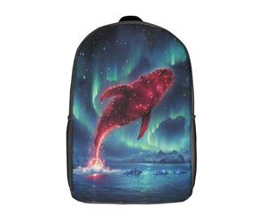 kaiyun Glowing Red Baleine Sac À Dos,Sac Scolaire Enfant Ado Camping,Voyage Cartable Scolaire,Saut hors de la mer Sacs Scolaires,17inch