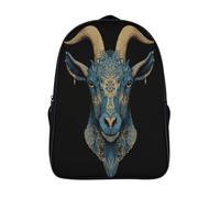 kaiyun Gold And Blue Chèvre Head Sac À Dos Cartable BackpacK Scolaire Enfants Portable Léger Et Design Respirant Unisexe 16 inch College Pack