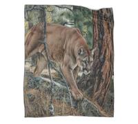 kaiyun Grand Puma se faufilant Parmi Les pins Arbres en Automne Est Douce,Confortable Et Chaude, Couverture Jetée Motif 3D,Le Lit Adapté Aux Adultes Et Aux Adolescent 60x80inch(150x200cm)