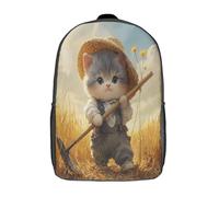 kaiyun Gray Chaton Sac À Dos Enfants - Garçons Filles Rizière dorée Cartable Scolaire Adolescents Bon Pour L'école Et Les Voyages 17inch