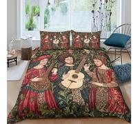 kaiyun Groupe de Rock Folk médiéval Housse De Couette 3D Style Manuscrit enluminé,Literie Microfibre avec Taies d'oreiller (3 Pièces) pour Filles Garçon Double（200x200cm）