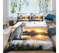 kaiyun Guépard Assis sur Une Branche d'arbre Housse Couette,Microfibre avec Taie d'oreiller,3D Imprimé Ensemble De Literie Et pour Enfant Adulte 3 Pièces King（220x240cm）