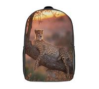 kaiyun Guépard tranquillement allongé sur une branche épaisse Cartable Imprimé 3D Sac À Dos Pour Ordinateur Portable Unisexe Pour Enfants/étudiants/Adultes 17inch