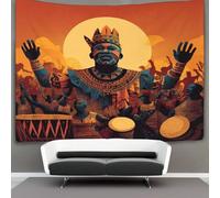 kaiyun Guerrier africain à motifs tribaux Tenture Murale Tapisserie, Décoration Murale,art Mural Au Plafond 150cmx200cm