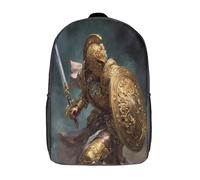 kaiyun Guerrier en armure dorée, tenant épée et bouclier Sac A Dos Ecole Primaire,Sac À Dos Pour Enfants - Sac De Livre D'école Adolescents Con Boucle De Réglage 17inch