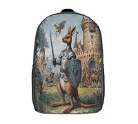 kaiyun Guerrier kangourou en armure, château médiéval Sac À Dos Unisexe Loisir Backpack Garçons École Sacs Filles Cartable Daypacks Adulte Léger 17inch