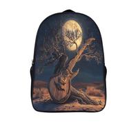 kaiyun Guitaree acoustique en bois Sacs À Dos Adolescents,Design Respirant Cartable Tree in The Désert Pleine lune,Sac À Dos Enfant Pour Ecole,Garçon,Fille,Primaire 16 inch