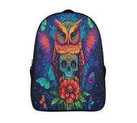 kaiyun Hibou arc-en-ciel Sacs À Dos,3D Imprimé Mandala Sugar Crâne Fleurs And Teal Butterflies Étudiant Cartable Garçons Filles Livre Sac Pour Maternelle Ou Primaire 16 inch