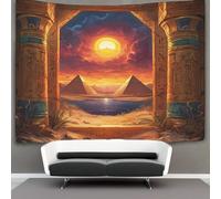 kaiyun Hiéroglyphes Tapisserie Murale À Suspendre, Nil Pyramidees Pour Décoration De Chambre À Coucher,fête D'anniversaire Ou Toile De Fond De Jardin 70cmx100cm