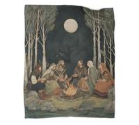 kaiyun Hommes et Femmes d'une Ancienne Tribu Celtique Assis Autour d'un feu de Camp - Couverture Chaude Polyvalente pour Canapés, Édredon De Lit De Voyage Douce Et Confortable,40x50inch(100x130cm)