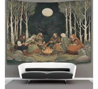 kaiyun Hommes et femmes d'une ancienne tribu celtique assis autour d'un feu de camp Tapisserie, Décoration Murale En Tissu Pour La Chambre À Coucher Le Salon Le Dortoir,70cmx100cm
