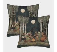 kaiyun Hommes et Femmes d'une Ancienne Tribu Celtique Assis Autour d'un feu de campTaies d'oreiller 50x50cm Paquet De 2, Décoratives pour Salon,Chambre À Coucher,canapé Housses De Coussin